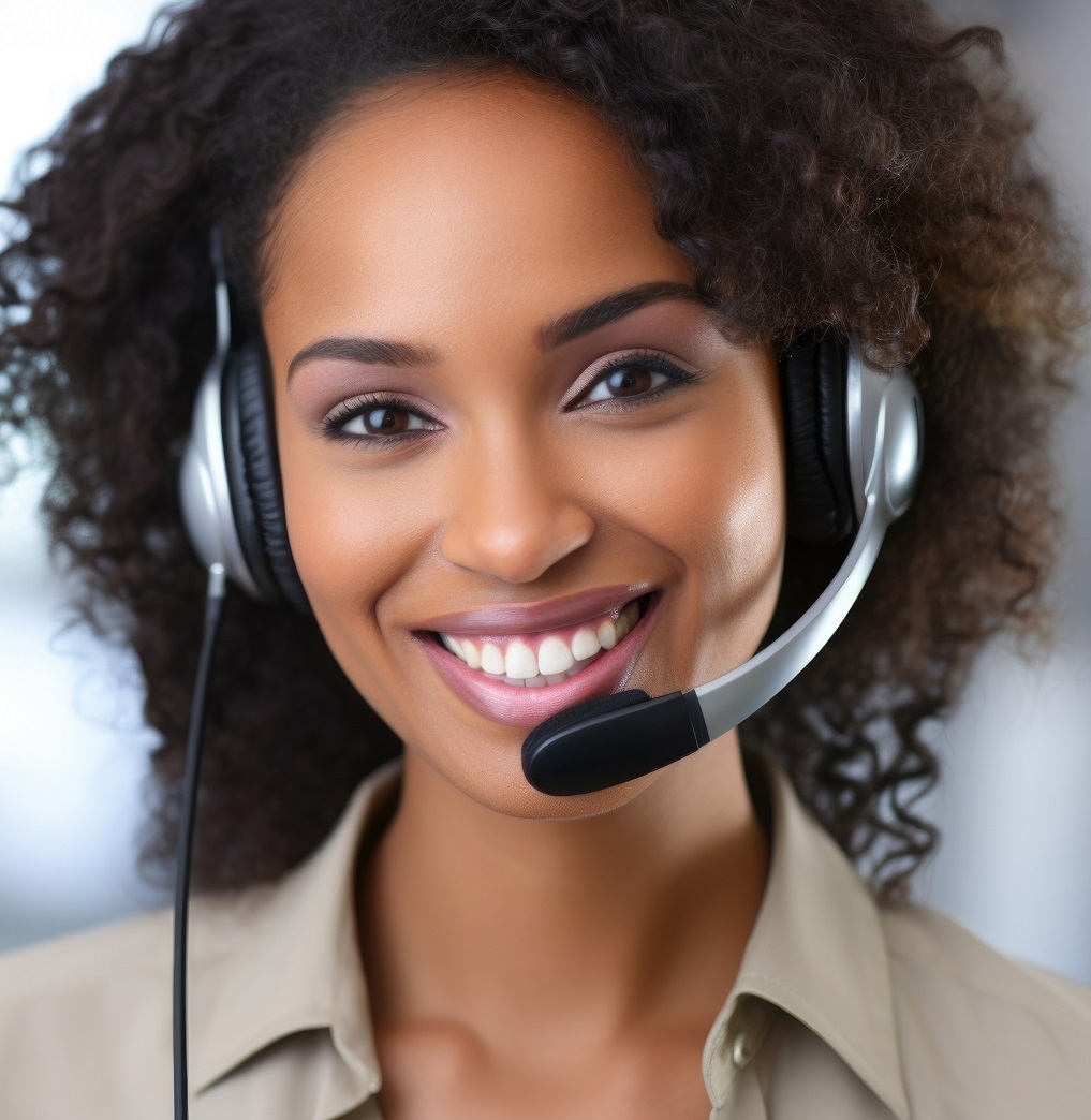 african american telemarketer agent and corporate operator concept